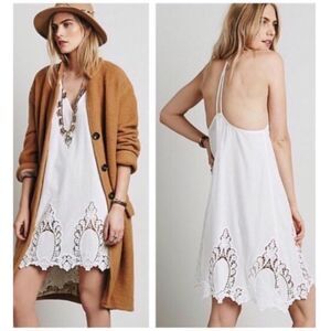 FREE PEOPLE INTIMATELY Easy Livin' Embroidered Lace Cotton Slip Dress, Sz XS